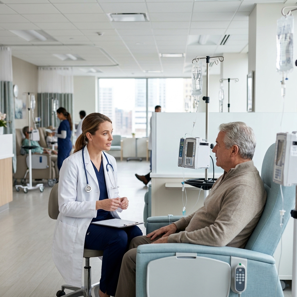 Doctor consulting with patient in a clinical setting